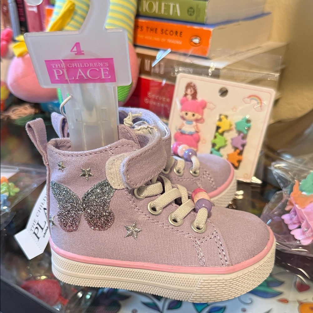 The Children's Place Lavender Glitter Butterfly Sneakers